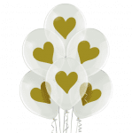 Прозрачни балони със златни сърца, 6 броя
