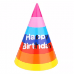 Парти шапка разноцветна Happy Birthday, розов връх