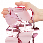 Бляскава завеса от ресни сърца, розов, бледорозов металик, 100 х 200 см