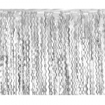 Бляскава завеса от ресни на вълнички, сребро металик фолио, 100 х 200 см