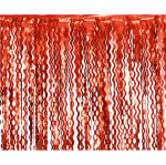 Бляскава завеса от ресни на вълнички, червен металик фолио, 100 х 200 см