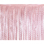 Бляскава завеса от ресни вълнички, розови на сребърни звезди фолио, 100 х 200 см