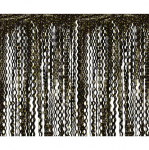 Декоративна завеса от ресни на вълнички, черна на златни звездички, фолио, 100 х 200 см