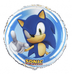 Фолиев балон Соник Таралежа Sonic the Hedgehog, кръг 43 см