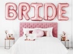 Големи фолиеви балони букви BRIDE за моминско парти розово злато сатен, 280 х 86 см