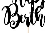 Топер за торта за рожден ден ръкописни букви Happy Birthday, черен