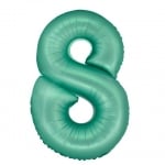 Синьо-зелен фолиев балон цифра 8 тифани, аквамарин мат, 76 см надут