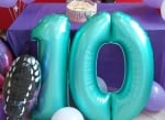 Синьо-зелен фолиев балон цифра 4 тифани, аквамарин мат, 76 см надут