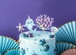 Топери за торта нарвал иридесцентни, парти русалка, подводен свят, 4 броя
