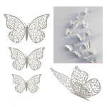 Декоративни пеперуди метална хартия сребро, микс 3 размера, 12 броя