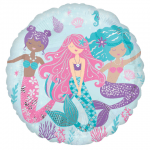 Русалки фолиев балон Shimmering Mermaid, кръг 43 см
