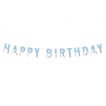 Банер за рожден ден букви HAPPY BIRTHDAY в сребристо и синьо