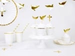 Картонени бели чаши, златен кант, 6 броя