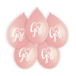 Розови висящи балони за бебешко парти момиче It's a Girl, 5 броя