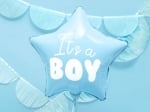 Светлосин фолиев балон звезда за бебешко парти, бебе момче It's a Boy, 48 см