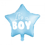 Светлосин фолиев балон звезда за бебешко парти, бебе момче It's a Boy, 48 см