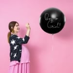 Черен балон с конфети Boy or Girl за разкриване пола на бебето, момиче, 1 м