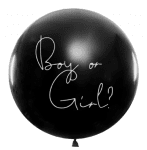 Черен балон с конфети Boy or Girl за разкриване пола на бебето, момиче, 1 м