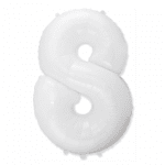 Бял балон фолиева цифра 8, осмица, 100 см