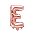 Фолиев балон буква E, 35 см, розово злато