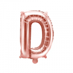 Фолиев балон буква D, 35 см, розово злато