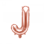 Фолиев балон буква J, 35 см, розово злато