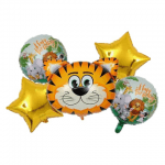 Комплект фолиеви балони джунгла, сафари, с тигърче, 5 броя