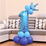 Син комплект балони за композиция с цифра 1, единица, първи рожден ден