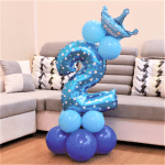 Син комплект балони за композиция с цифра 2, двойка, втори рожден ден