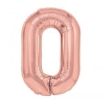 Фолиев балон цифра 0, нула, 80 см, розово злато