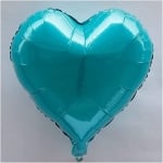 Фолиев балон сърце, аквамарин металик, 45 см