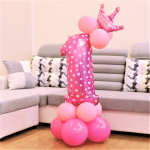 Розов комплект балони за композиция с цифра 1, единица, първи рожден ден
