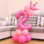Розов комплект балони за композиция с цифра 2, двойка, втори рожден ден