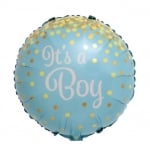 Фолиев балон бебешко парти момче в синьо и златно It's a boy, 45 см
