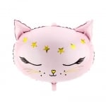Розов фолиев балон глава спящо коте, котка, 48 х 36 см