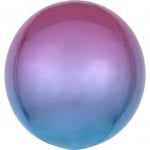 Фолиев балон сфера омбре синьо-лилав, 50 см