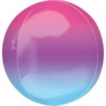 Фолиев балон сфера омбре синьо-лилав, 50 см