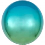 Фолиев балон сфера омбре, синьо-зелен, 50 см