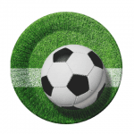 Малки чинийки футболно парти, трева и топка, 6 броя