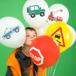 Латексови балони с коли и пътни знаци, 9 броя