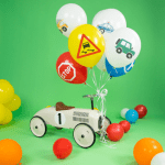 Латексови балони с коли и пътни знаци, 9 броя