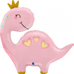 Фолиев балон сладък розов динозавър с коронка