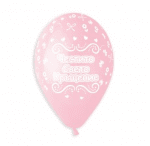 Розови балони Честито Свето Кръщение, 5 броя
