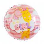 Фолиев балон Baby girl за бебешко парти момиче, жирафче, 45 см