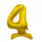 Стоящ фолиев балон златна цифра 4, четворка, 100 см