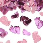 Насипни конфети розови крачета, бебешко парти момиче, 15 гр