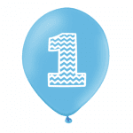 Сини балони с единица, за 1-ви рожден ден, 5 броя