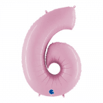 Розов фолиев балон бебешко розово цифра 6, шестица, Grabo, 100 см