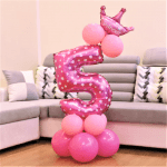 Розов комплект балони за композиция с цифра 5, петица, пети рожден ден