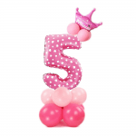 Розов комплект балони за композиция с цифра 5, петица, пети рожден ден